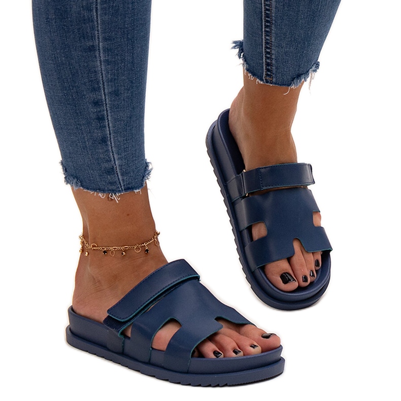 Tongs velcro bleu marine par Kassis