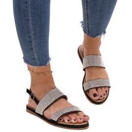 Sandales noires ornées de zircons Carvalia