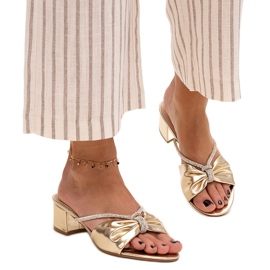 Mules à talons hauts ornées de zircons Anbrani doré