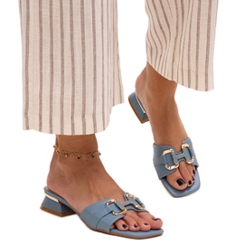 Tongs à talon bas avec boucle Luara décorative bleu