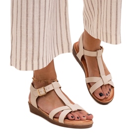 Sandales compensées basses Sherine beiges