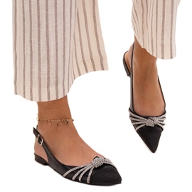 Ballerines à bout pointu et strass Sellar noir