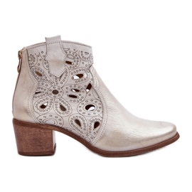Bottines En Cuir Ajouré Lewski Shoes 3170/2 Caoutchouc Doré