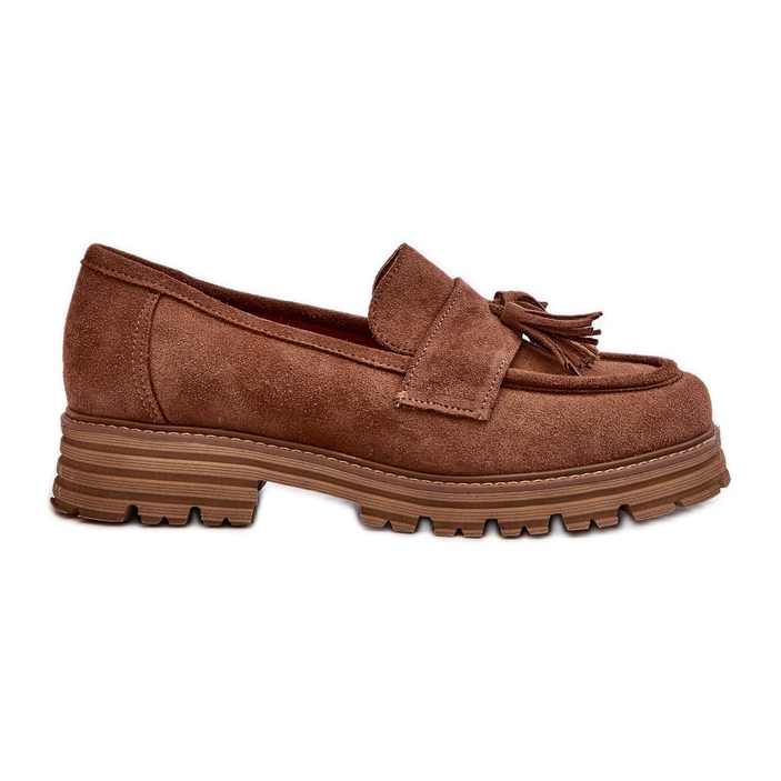 Zazoo 3469 Mocassins en daim avec franges pour femme, marron brun