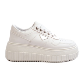 Baskets pour femmes en cuir écologique sur une plateforme massive, blanc Christin