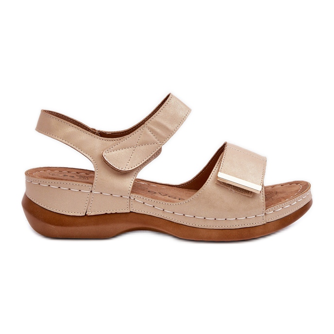 EVento Sandales confortables pour femmes avec velcro, beige Iphiope