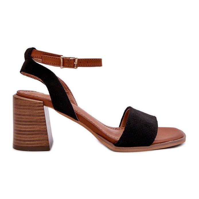 Sandales à talons hauts pour femmes en suède écologique noir Ronvia le noir