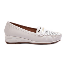 Mocassins Pour Femme à Motif Ajouré en Cuir Eco, Dusty White Nassnema blanc