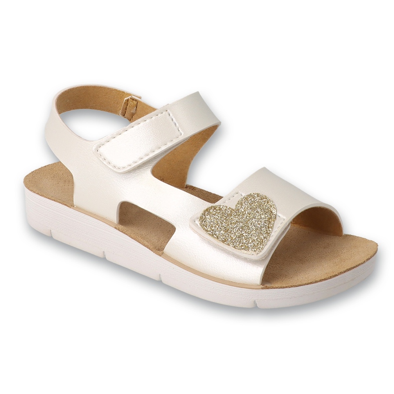 Sandales pour enfants Befado avec empiècement en cuir 068Y007 blanc avec un coeur blanche