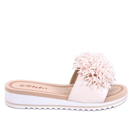 Ragnes Mules compensées à fleurs beiges