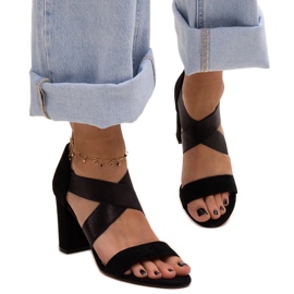 Evento Sandales noires à talons hauts et semelle intérieure Sewim en cuir