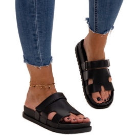 Tongs Kassis Velcro noires le noir