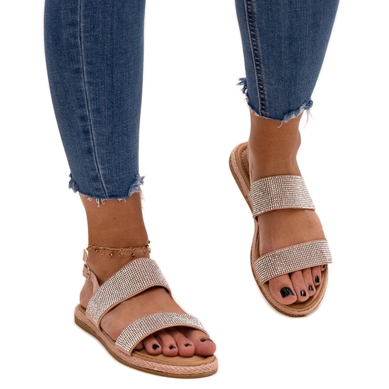 Sandales roses ornées de strass Carvalia