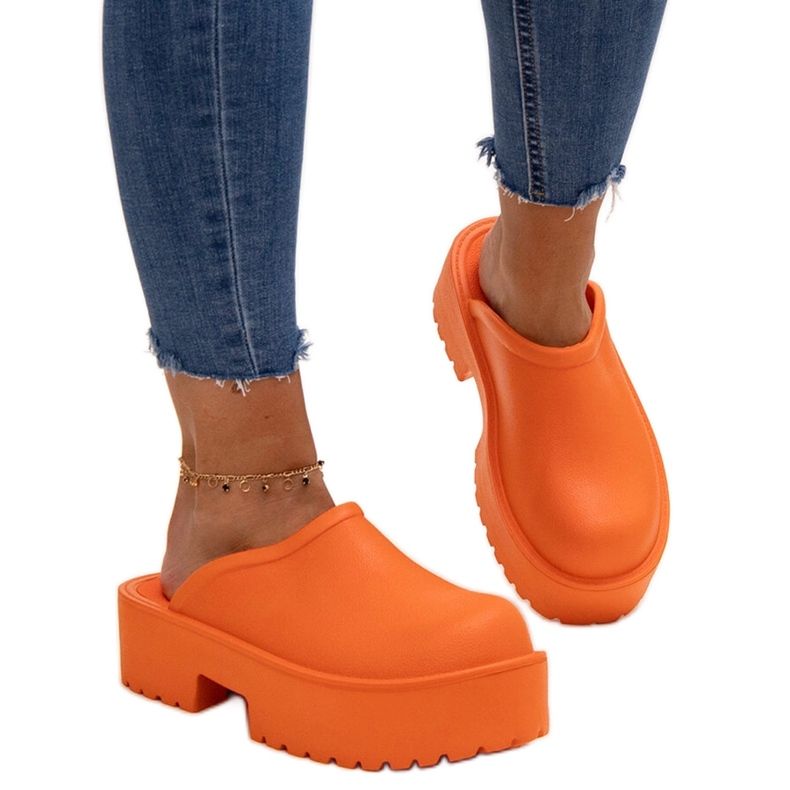 Tongs orange à semelle Huss massive