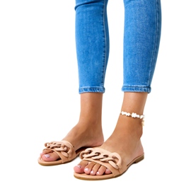 Tongs marron avec chaîne mate d'Aliyan beige