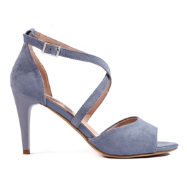 Élégantes sandales à talons hauts en daim bleu par Sergio Leone Élégantes sandales à talons hauts en daim bleu par Sergio Leone