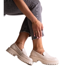 Chaussures en cuir beiges Big Star LL274457
