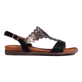 Sandales femme noires ajourées par Sergio Leone