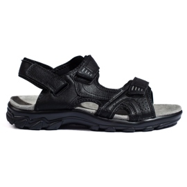 Sandales confortables à scratch noires pour hommes le noir