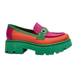 Zazoo 3476 Mocassins en cuir pour femme, vert multicolore