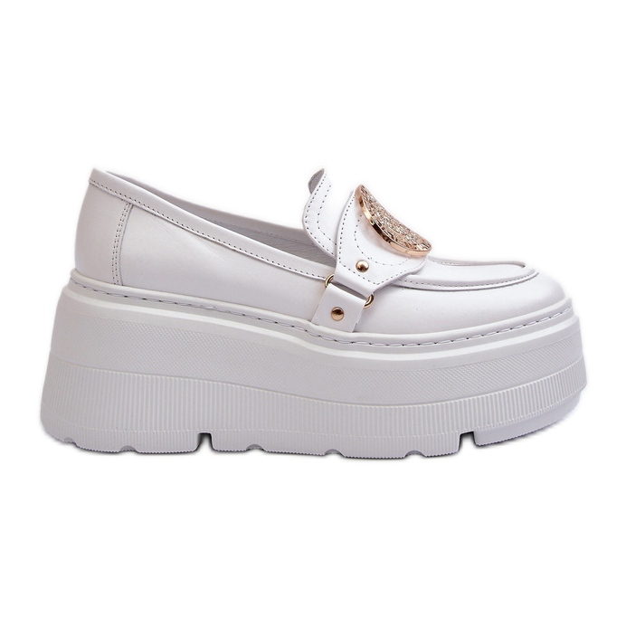 Zazoo 3458 Mocassins en cuir pour femme avec décoration, blanc blanche Zazoo 3458 Mocassins en cuir pour femme avec décoration, blanc blanche