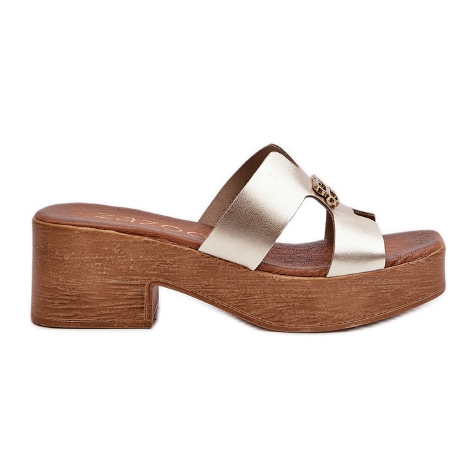 Zazoo 40412 tongs élégantes en cuir pour femmes avec décoration dorée d'or
