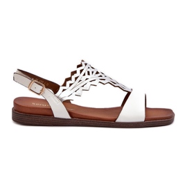 Sergio Leone SK070H Sandales plates pour femme, blanc