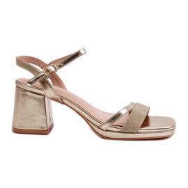 Sandales femme à talon et bride brillante, doré Tessata