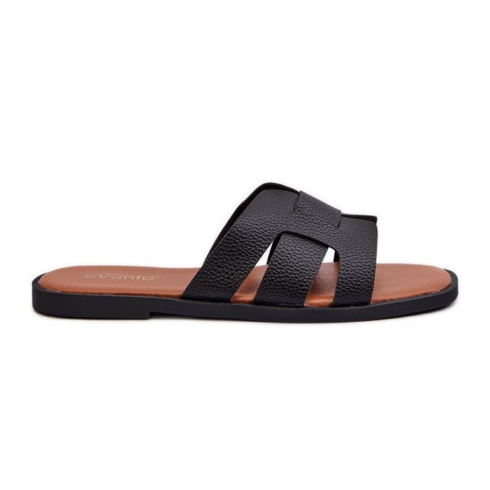 Tongs plates pour femmes en cuir écologique, noir Risamay le noir