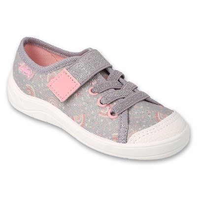 Befado chaussons enfants 351X031 gris et rose argent Befado chaussons enfants 351X031 gris et rose argent