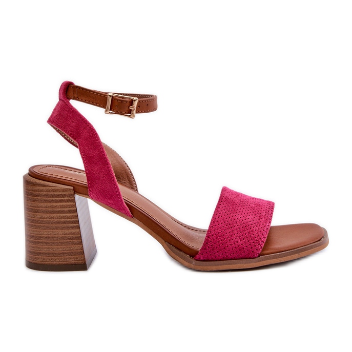 Sandales à talons hauts pour femmes en suède écologique Fuchsia Ronvia rose