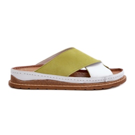 Tongs Profilées en Cuir Maciejka 04986-11 Citron Vert blanche