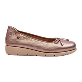 Ballerines élégantes pour femmes en cuir naturel Maciejka P6504-25 doré