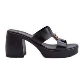 Zazoo 40419 Tongs en cuir pour femme avec découpes et décoration, noir