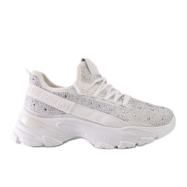 Baskets blanches brillantes à semelle massive Senai