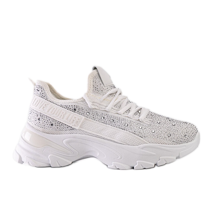 Baskets blanches brillantes à semelle massive Senai