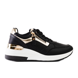 Baskets compensées Danai ajourées noires