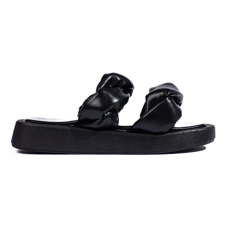 Tongs noires à semelle épaisse le noir