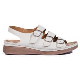 Sandales blanches confortables à talon bas