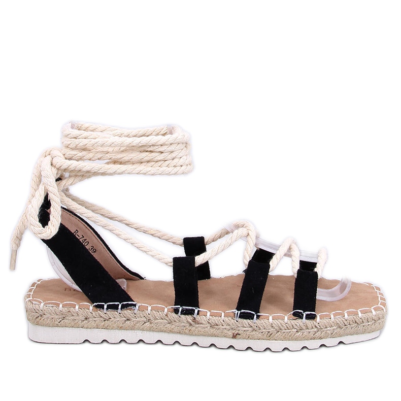 Zakaris Sandales espadrilles à lacets noires le noir