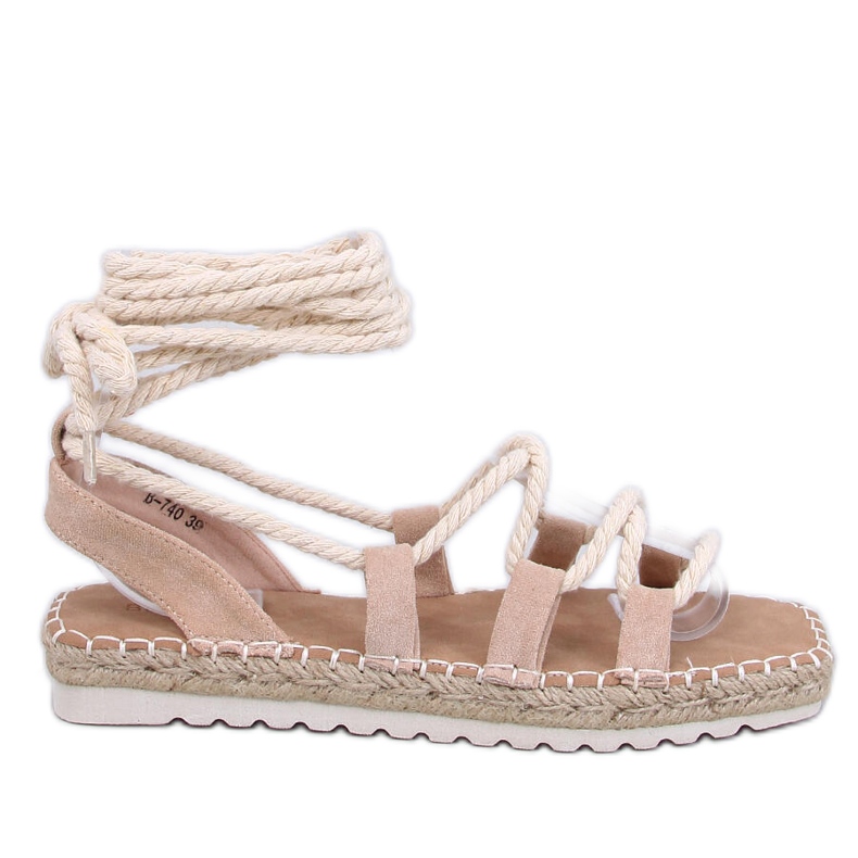 Zakaris Sandales espadrilles à lacets abricot beige