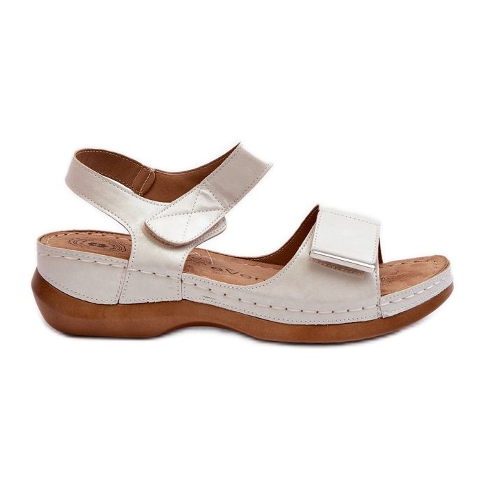 Evento Sandales confortables pour femmes avec velcro, beige Iphiope argent Evento Sandales confortables pour femmes avec velcro, beige Iphiope argent
