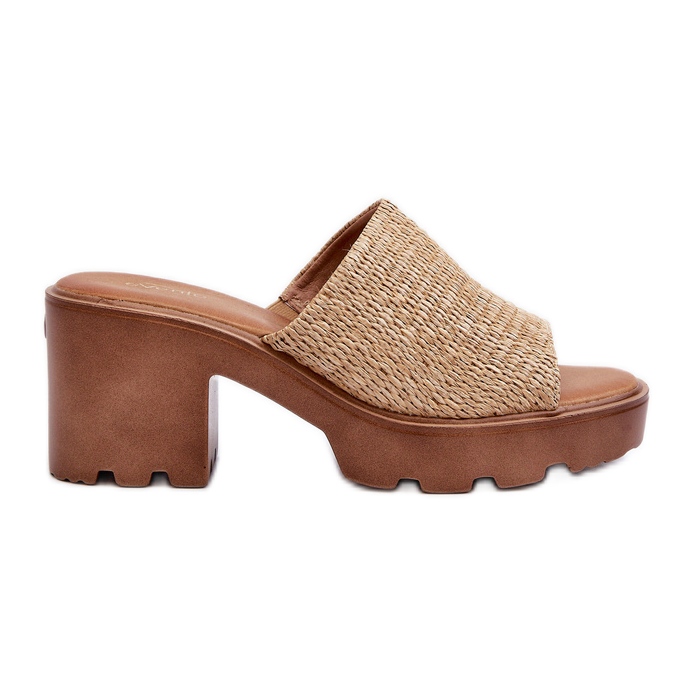 Tongs pour femmes Titantha beiges à talons hauts tressés Tongs pour femmes Titantha beiges à talons hauts tressés