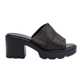 Tongs noires Titantha pour femmes avec talon haut tressé