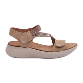 Sandales Velcro Confortables Pour Femmes Beige Eladora Sandales Velcro Confortables Pour Femmes Beige Eladora