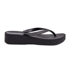 Tongs pour femmes avec bride pailletée 83386 Ipanema Mesh Chic Plat Fem Noir le noir