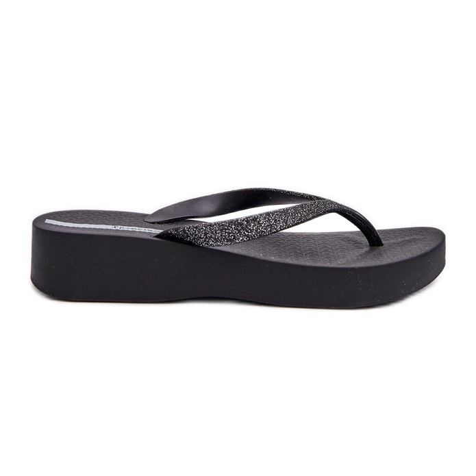 Tongs pour femmes avec bride pailletée 83386 Ipanema Mesh Chic Plat Fem Noir le noir