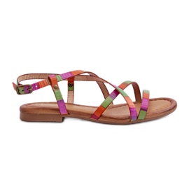 Sandales Plates Femme En Cuir Maciejka 06635-39 Multicolore