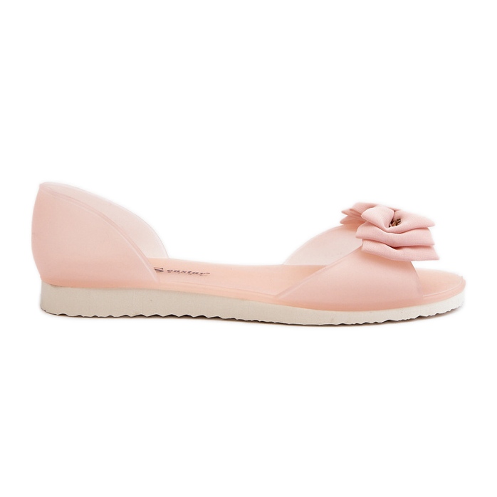 Ballerines en caoutchouc avec nœud pour femmes, rose clair Georia