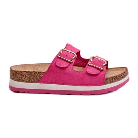 Tongs Pour Femmes Sur La Plateforme Avec Boucles Eco Daim Fuchsia Ursila rose